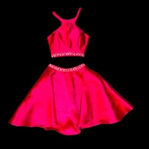 Pink Beaded Two Piece Dress